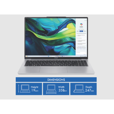 Lightweight Acer Aspire Lite 16" laptop with full HD screen 