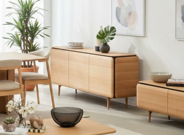 Teresa Modern Oak Buffet Modern Teresa buffet with curved edges and oak veneer finish